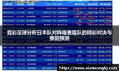 竞彩足球分析日本队对阵喀麦隆队的精彩对决与赛前预测